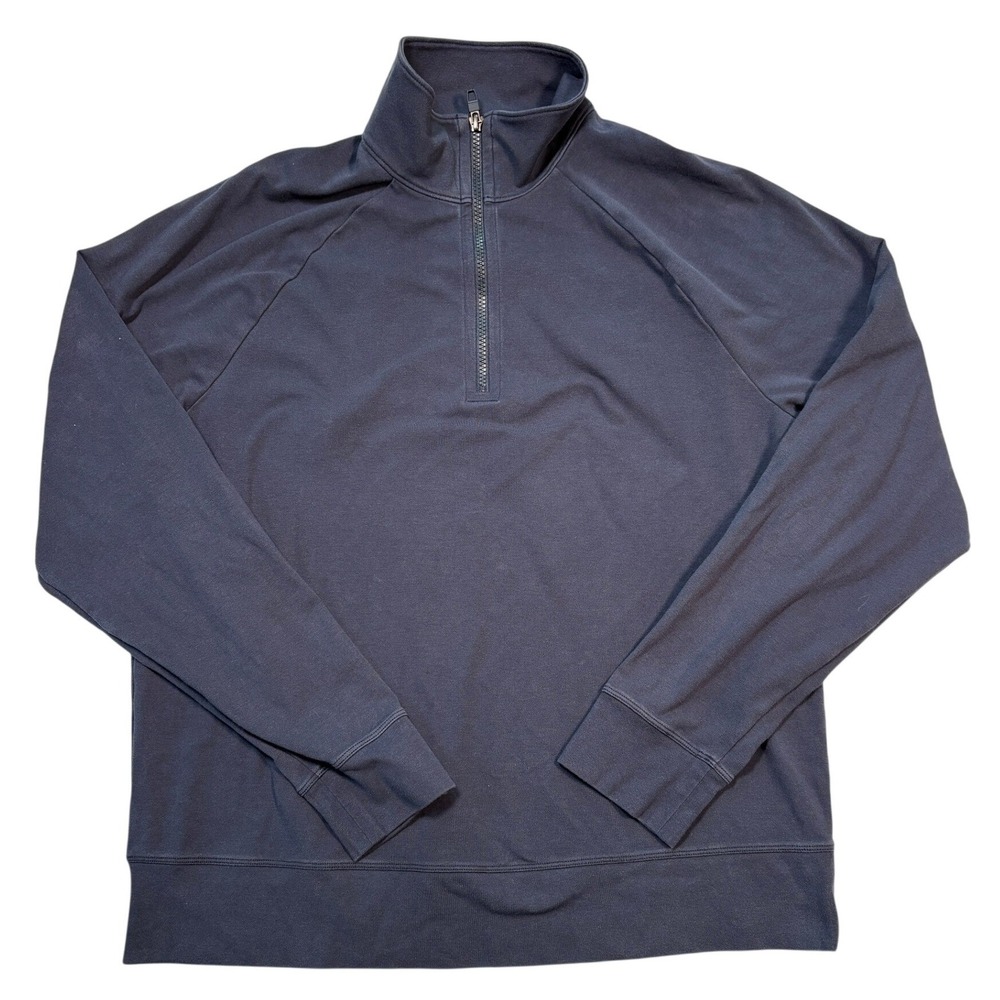 Lululemon Mens Navy Blue Quarter Zip Raglan Pullover Sweatshirt Size Large